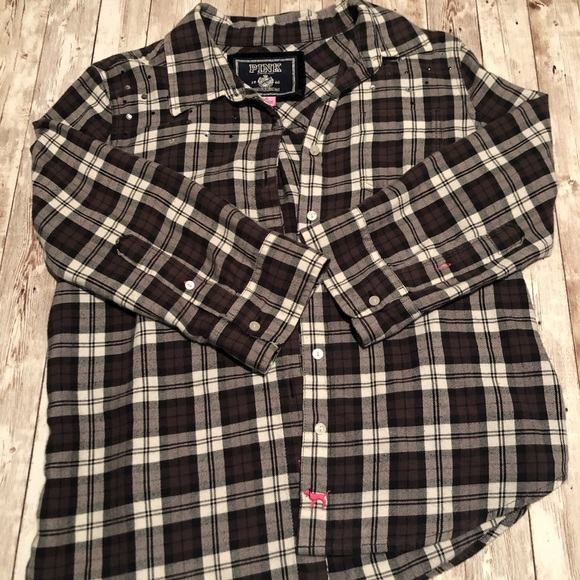 PINK Victoria's Secret Tops - Victoria’s Secret Plaid Long Sleeve Shirt Large